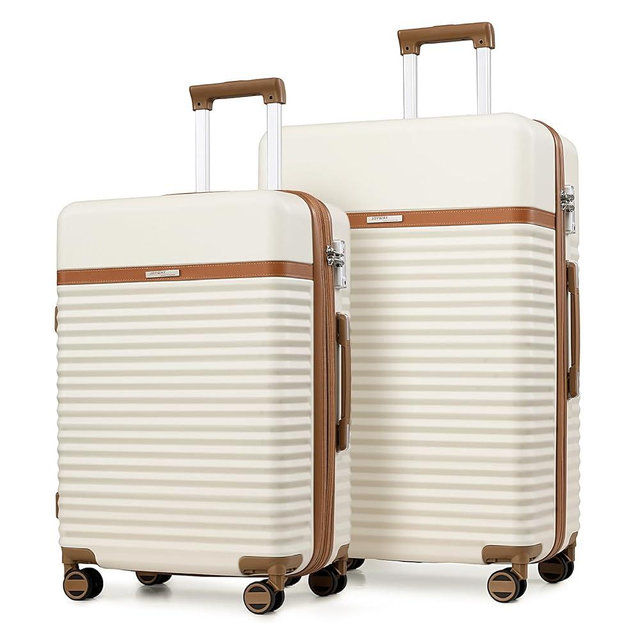 Joyway 2 Piece Luggage Set,24 Inch and 28 Inch Checked Large Luggage Set for Family Trip, Lightweight ABS Suitcase Set with TSA Lock