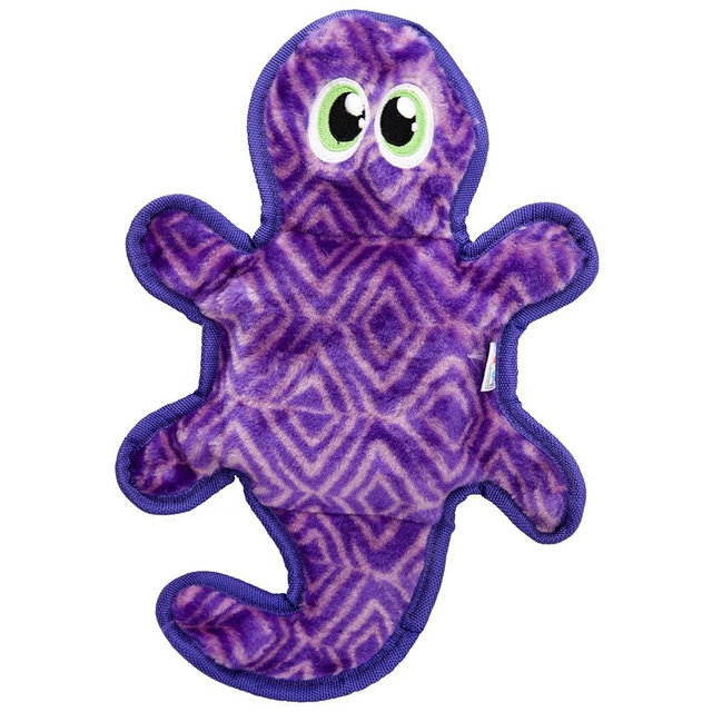 Outward Hound Durablez Medium Gecko Stuffing-Free Squeaky Plush Dog Toy for Puppies & Dogs - Interactive, Soft Yet Tough, No Mess, Jumbo Squeaker, Long-Lasting Play, 14 inch, Purple