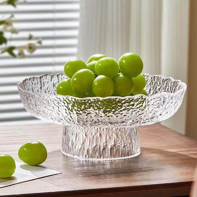 Leilifre Glass Fruit Bowl, 10.5 in Pedestal Decorative Bowl for Home Decor, Large Fruit Bowl for Kitchen Counter, Key Bowl for Entryway Table, Centerpiece Decor, Minimalist Modern Decor