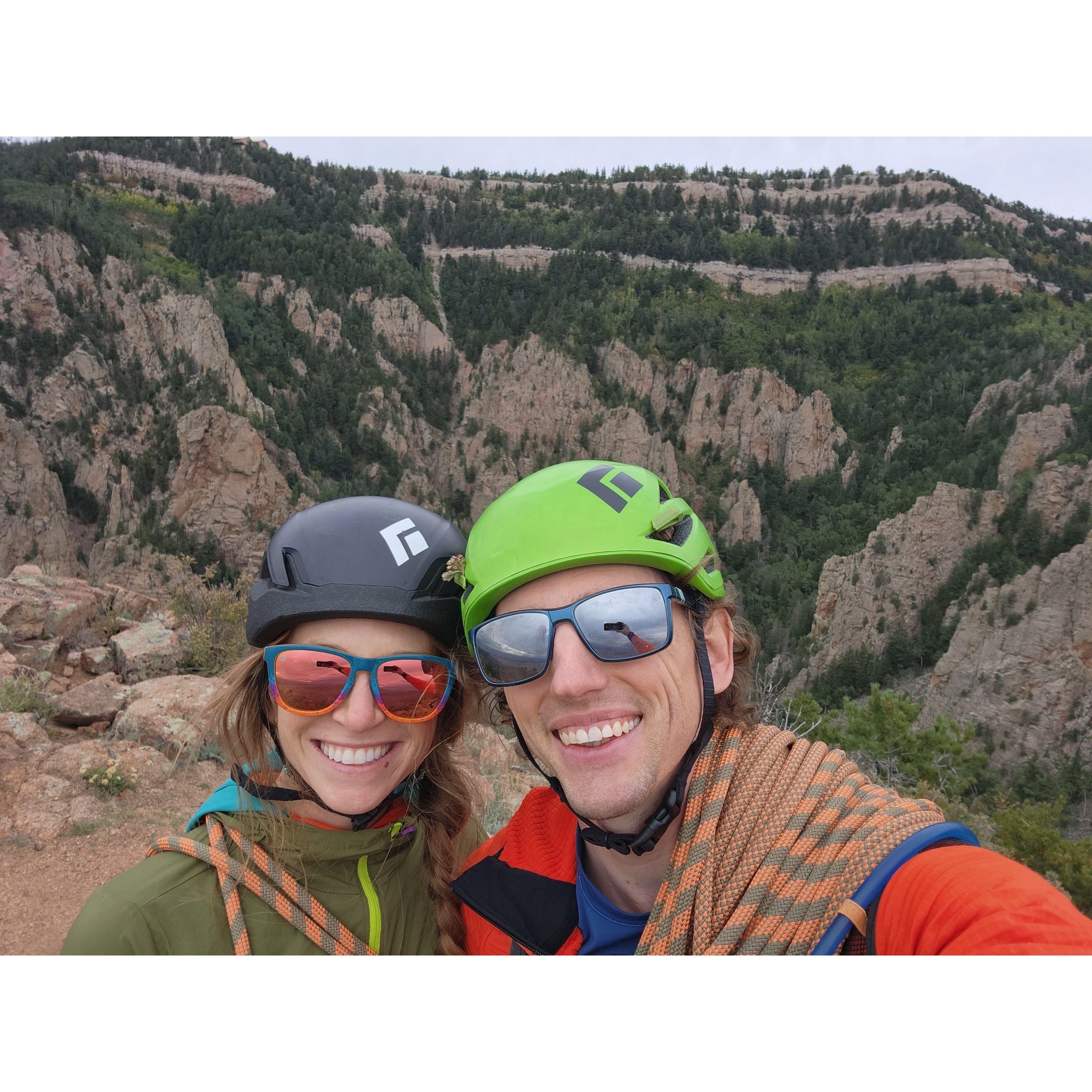 Our first big multi-pitch climb together. "The Thumb." Shawn should have still been wearing his c-collar....