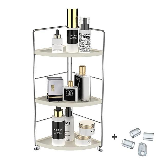 JANUS LiANG 3-Tier Bathroom Organizer Countertop - Makeup Organizer Cosmetic Holder Corner Storage Shelf Kitchen Spice Rack Standing Counter Shelf for Vanity, Bathroom, Bedroom, Kitchen (Chrome)
