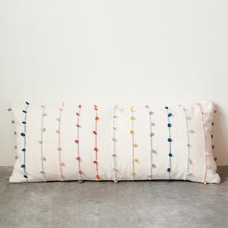 Embroidered Stripes Lumbar Throw Pillow