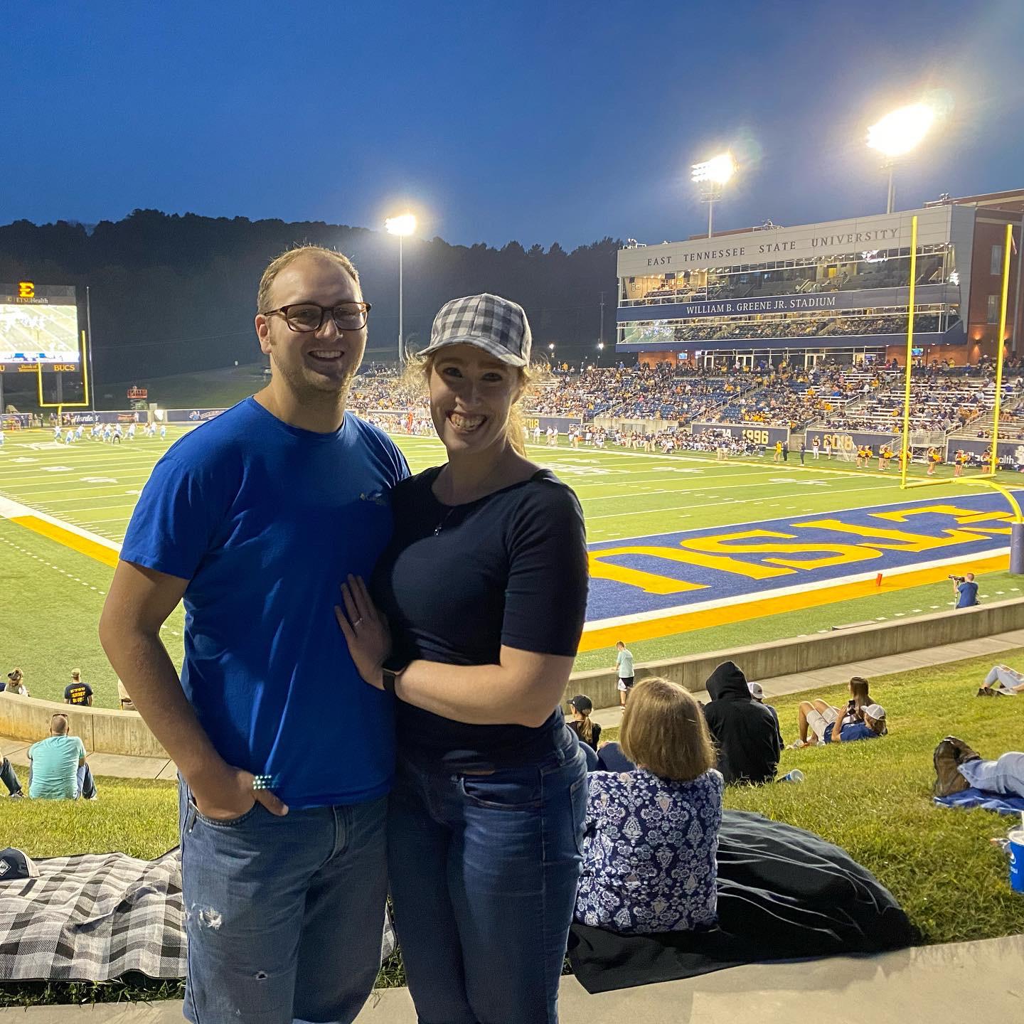 We might have gone to Winthrop, but we traded in our Garnet for Navy Blue to watch Matthew, Meghan's brother in the ETSU Marching Band. Supporting family is something extremely important to both of us