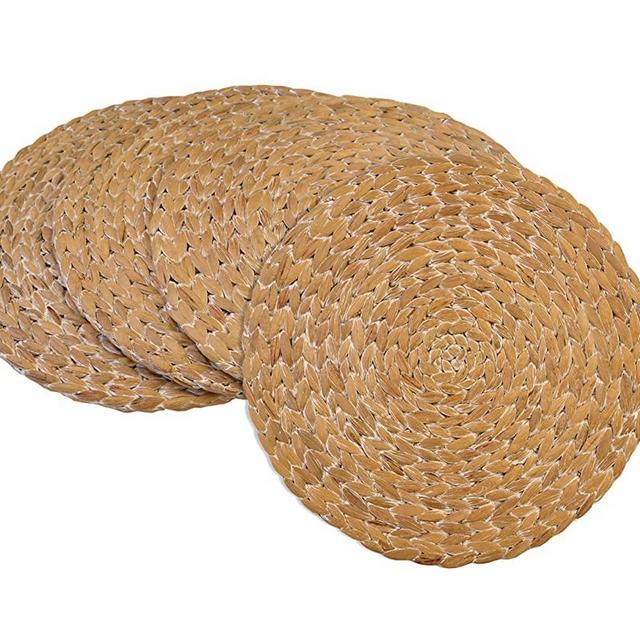 Benson Mills Water Hyacinth Braided Placemat (Whitewash, 15" Round)