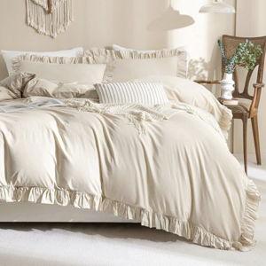 KING sized color WHEAT QSH Washed Cotton Duvet Cover Ruffle Duvet Cover Linen