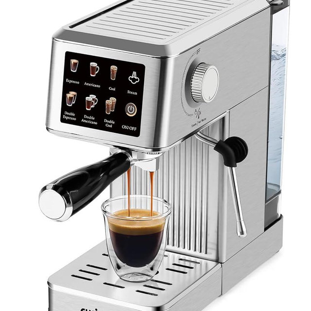 CUSIMAX Espresso Machine 20Bar Compact Coffee Machine with Powerful Steam Wand for Latte & Cappuccino, Stainless Steel Espresso Maker with 34oz Remevable Water Tank