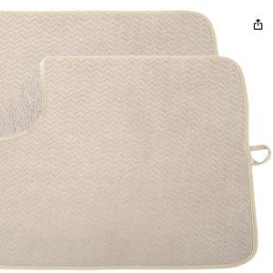 2 Pack Dish Drying Mat, Highly Absorbent Microfiber Kitchen Counter Mat Value Pack, Dish Drying Pad for Dishes, Utensils, Pots and Pans, Large 16" x 18", Khaki