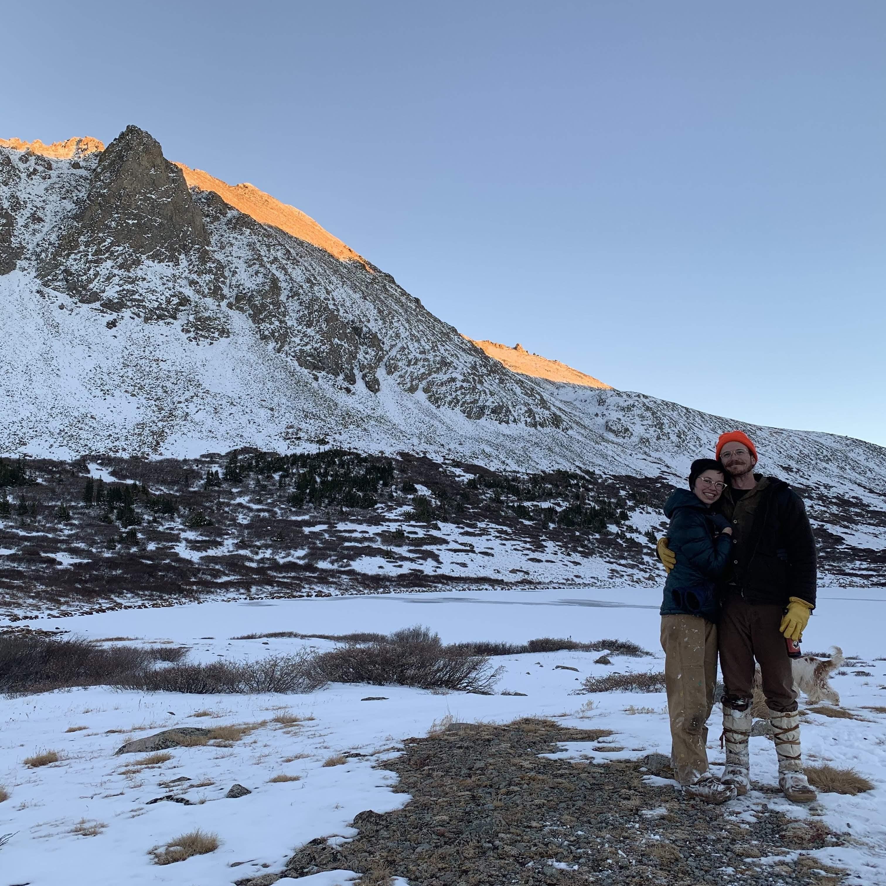 In the mountains in Colorado. Two years later, this is where Julia proposed!