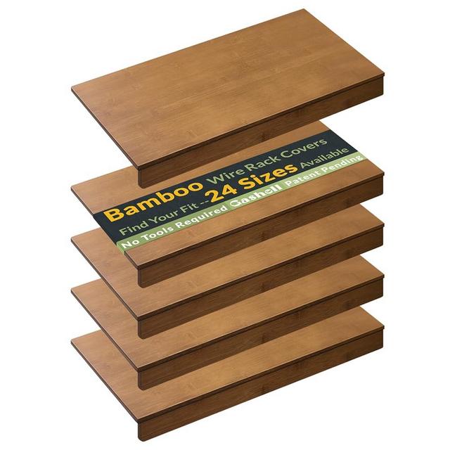 Gashell Wire Shelf Covers, Bamboo Wire Rack Covers for Pantry, Closet (5pcs, 24" W x 12" D)