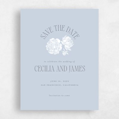 Blue Non-Photo Wedding Save the Date - Corisande Portrait