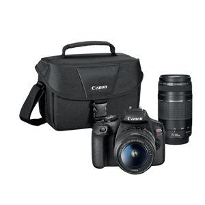 Canon - EOS Rebel T7 DSLR Video Two Lens Kit with EF-S 18-55mm and EF 75-300mm Lenses - Black