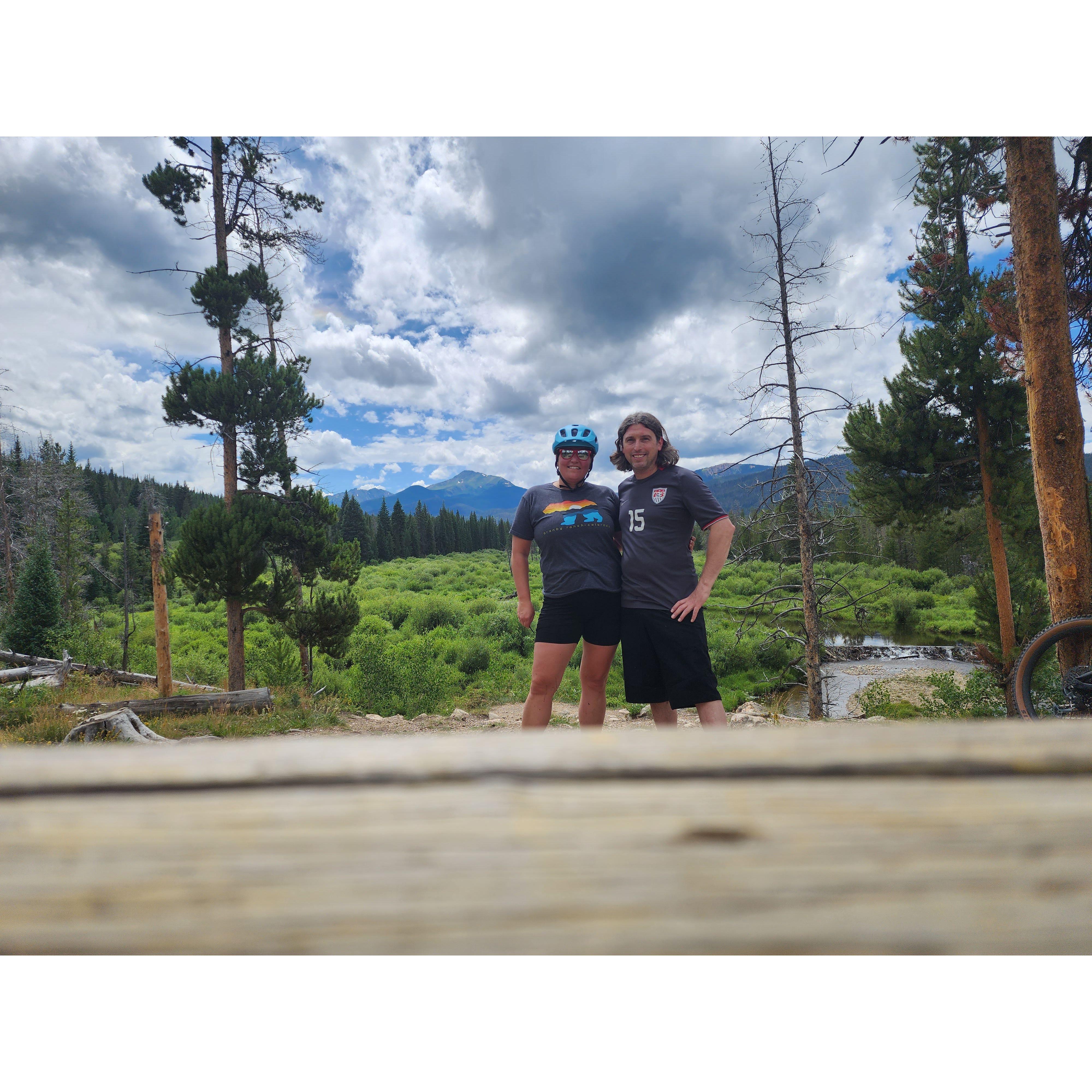 At "The Bench", a favorite spot along a local hike and bike trail