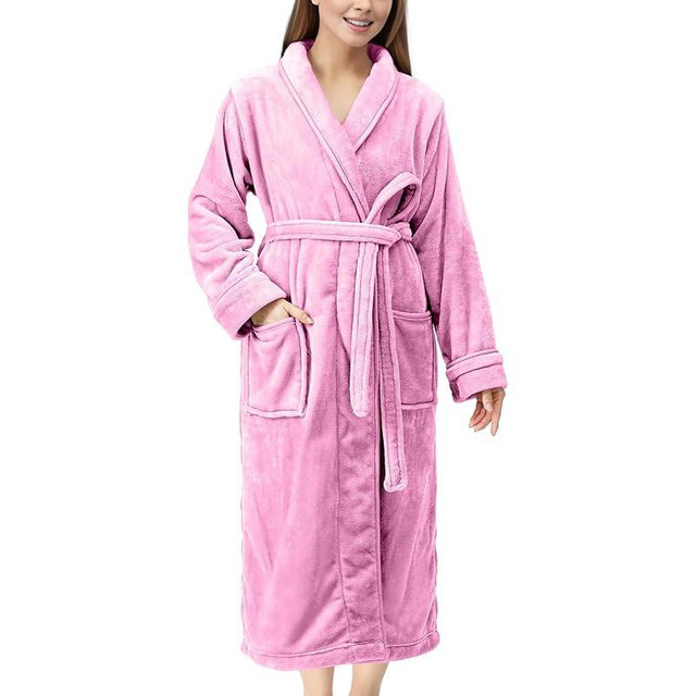 NY Threads Premium Women's Robe Plush Soft Long Bathrobe Warm Fleece Shawl Collar Spa Robe