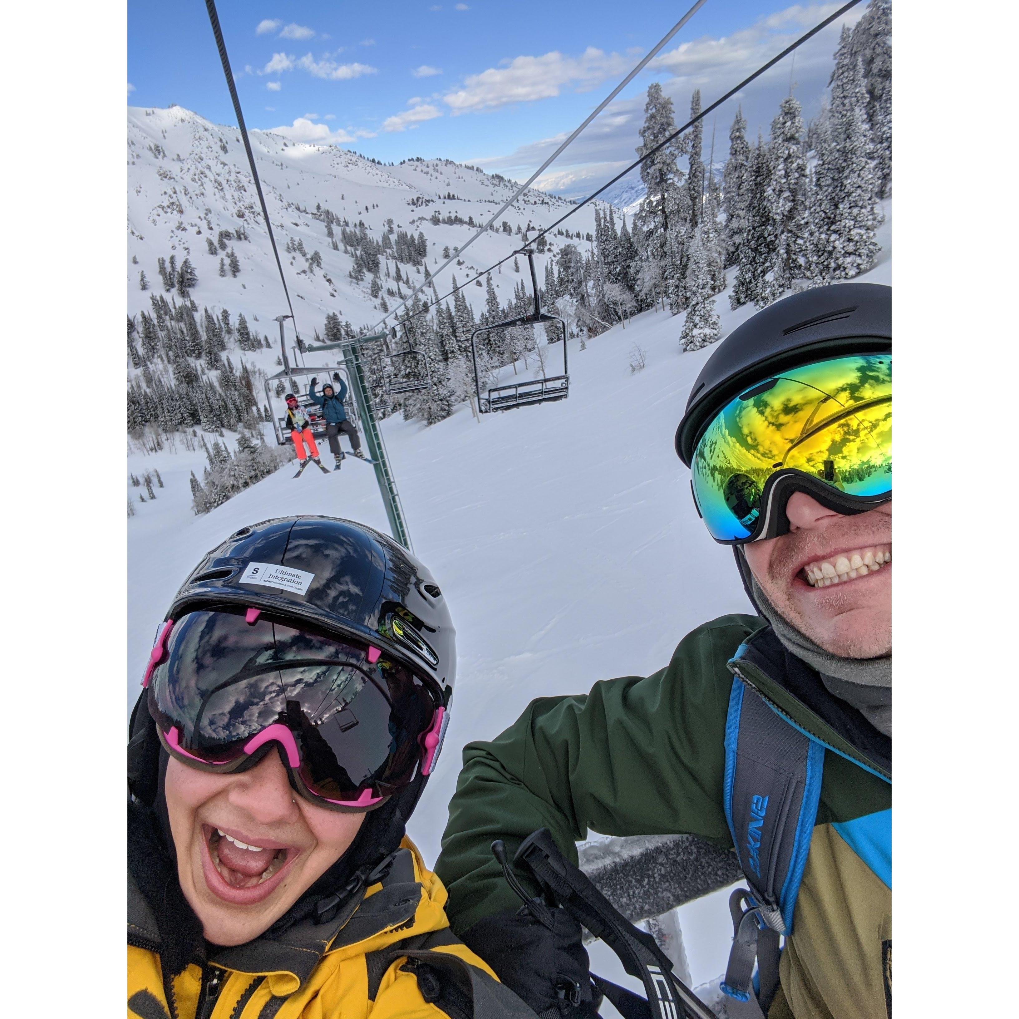 Adam attempting to teach me how to ski