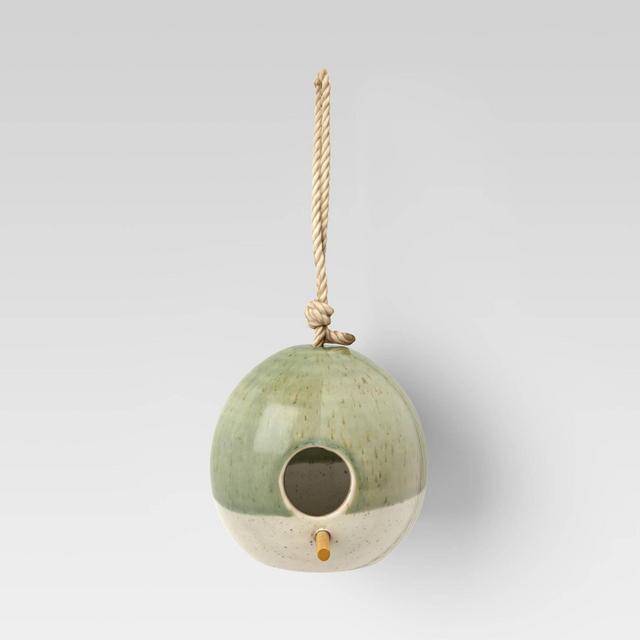 5" Stoneware with Reactive Glaze Bird House Green - Smith & Hawken™
