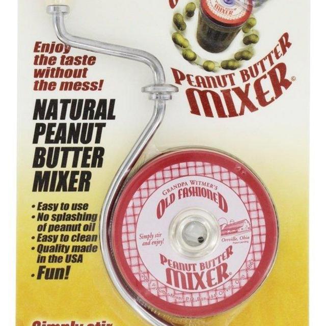 Grandpa Witmer’s Old Fashioned Mess-Free Nut Butter and Natural Peanut Butter Mixer, Made in America, BPA Free, Fits 16-Ounce Jars with 3-Inch Lids