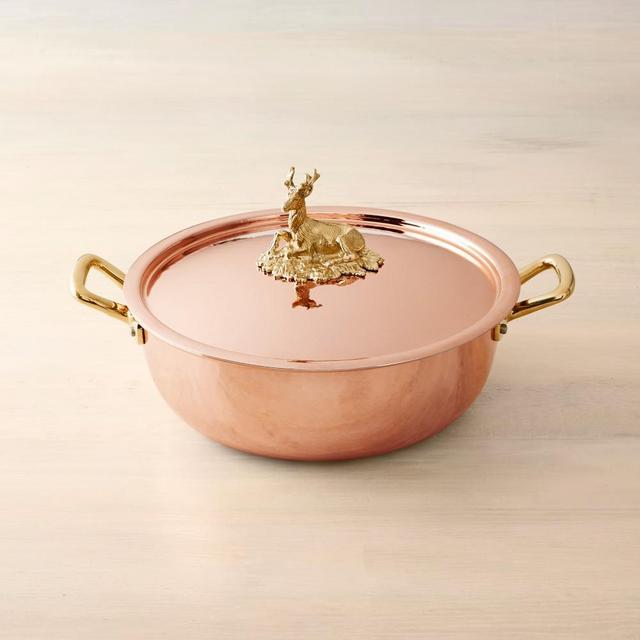 Ruffoni Historia Hammered Copper Chef Pot with Stag Knob, 4-Qt.
