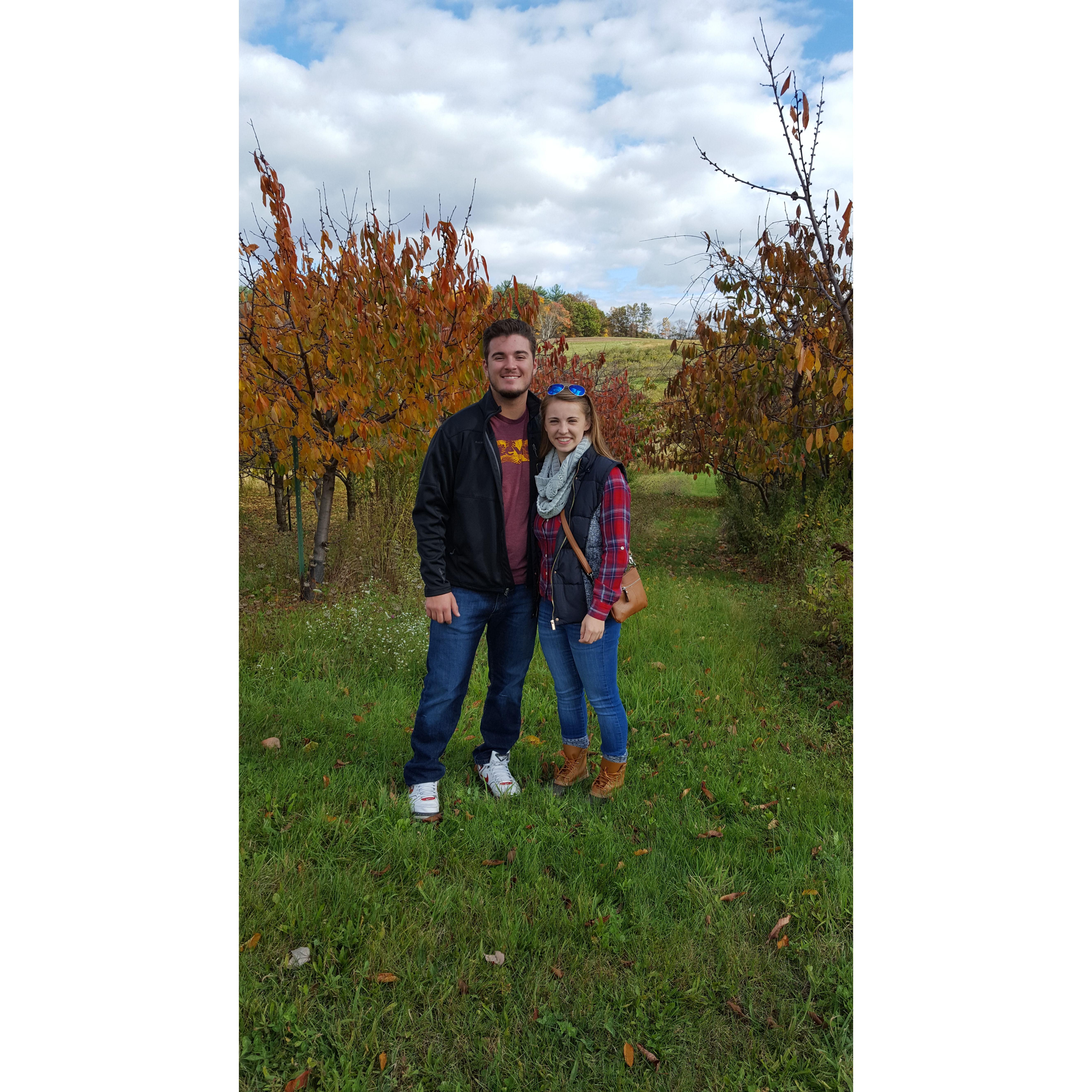 The First Day: 10/23/2016 - our first date at an apple orchard near our school