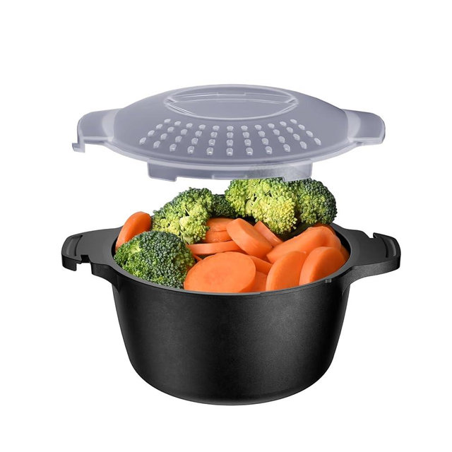 Microwave Cookware Steamer, 1 Quart Microwave Steamer for Vegetables, Microwave Cooker with Vent Lid- BPA Free, Freezer Safe