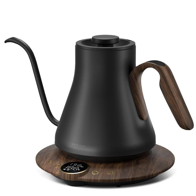 Electric Kettles, INTASTING Gooseneck Electric Kettle, ±1℉ Temperature Control, Stainless Steel Inner, Quick Heating, for Pour Over Coffee, Brew Tea, Boil Hot Water, 1500W/0.9L (Glossy Black)