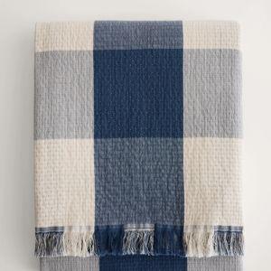 BLOCK PLAID ORGANIC COTTON FRINGED THROW | Pendleton
