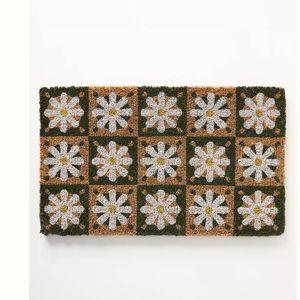 Checkered Daisies Coir Printed Doormat