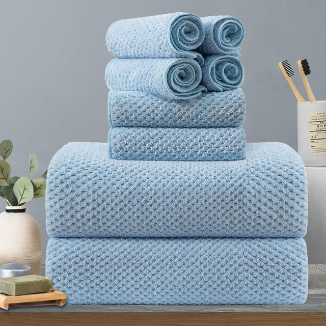 8-Piece Blue Bath Towels Set,2 Oversized Large Bath Towels Sheet,2 Hand Towels and 4 Washcloths - 600 GSM Soft Luxury Towel Set,Highly Absorbent Quick Dry Towel Collection for Bathroom,Hotel and Spa