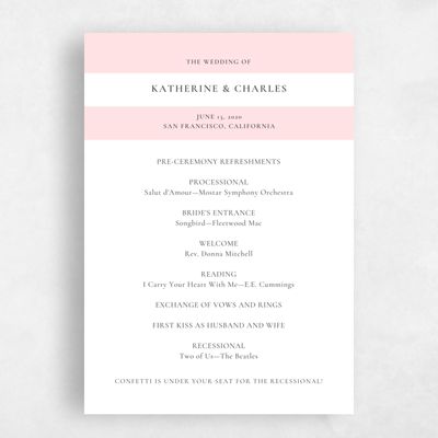 Blush, Pink Wedding Program - Potter