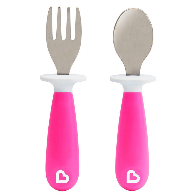 Munchkin Raise Toddler Fork and Spoon Set - 2pk – Pink