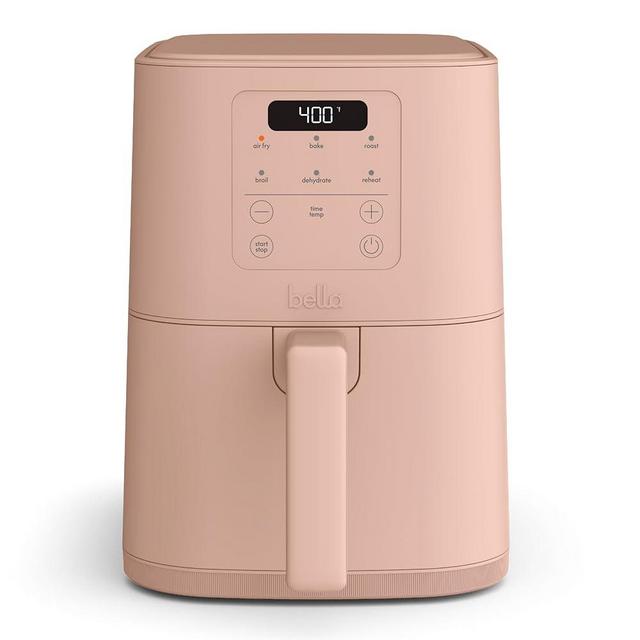 bella 4Qt Slim Air Fryer, Fits-anywhere™ Kitchenware, EverGood™ Ceramic Nonstick Coating, Adjustable Temperature, 6 Preset Cooking Options, 60 Min Auto Shutoff w Audible Tone, 3.3lb Capacity, Blossom