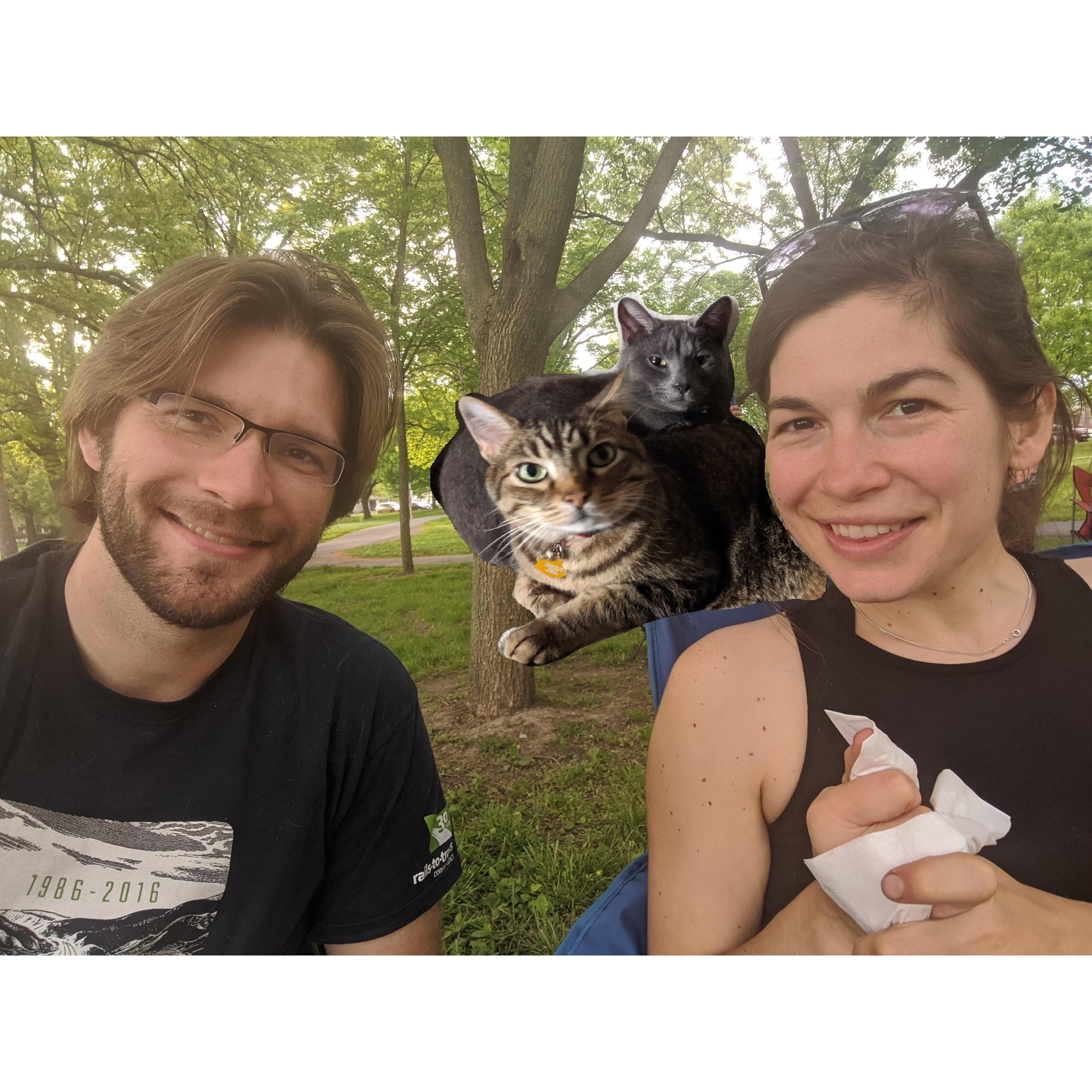 The family in the park.