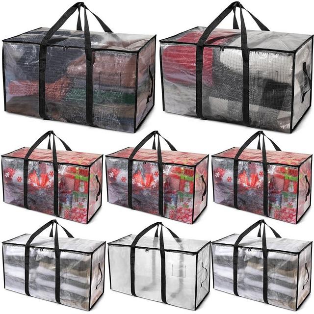 ClearSpace Oversized Moving Bags or Storage Bags – Large Moving Boxes with Backpack Straps, Zippers & Handles – Heavy-Duty Packing Bags for Moving, College Dorm, Christmas Decorations, 8 Pack