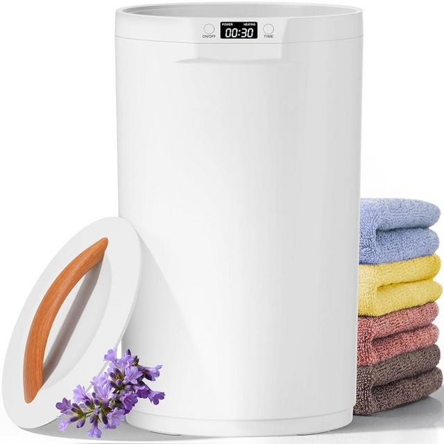 CWDOlROI Towel Warmers for Bathroom, 20L Large Towel Warmer Bucket, Fits Up Two 40"X70" Oversized Towels, Bathrobes, Blankets, Towel Heater with LCD, 4 Timer Setting and Auto Shut Off(White)