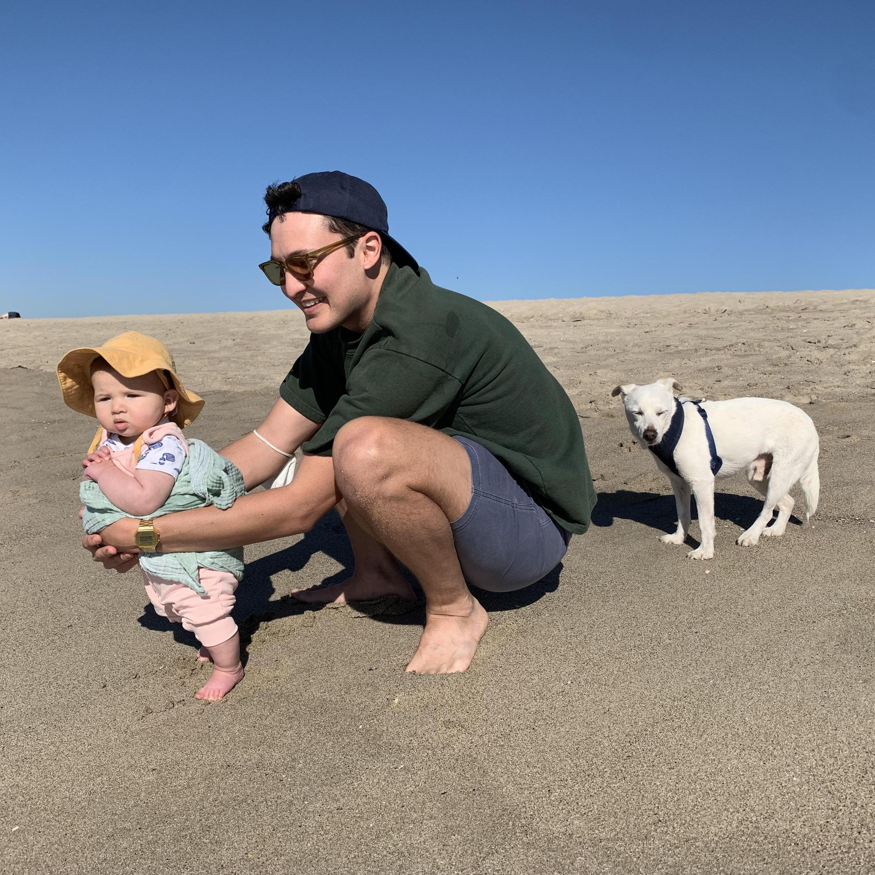 at the beach with Dad