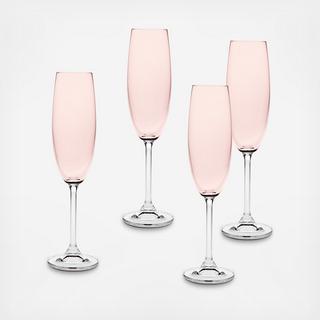 Meridian Blush Fluted Champagne Glass, Set of 4