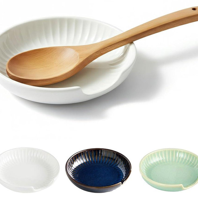 Ceramic Spoon Rest for Stove Top, 5 inch Spoon Holder for Kitchen Counter,Ladle,&Cooking Utensils,Heat-Resistant, Modern Kitchen Decor,Dishwasher-safe,1 PCS,(White)