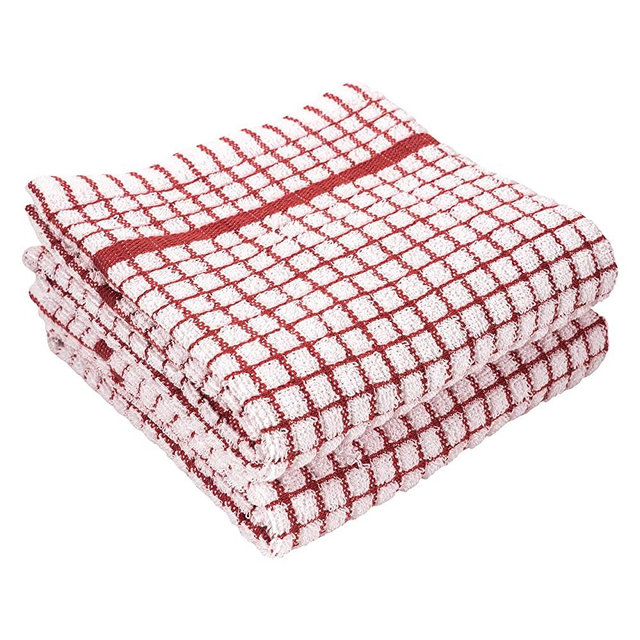 LaPrima Shops Set of 2 Terry Kitchen Towels, 20 x 30-inch 100-Percent Cotton (Red)