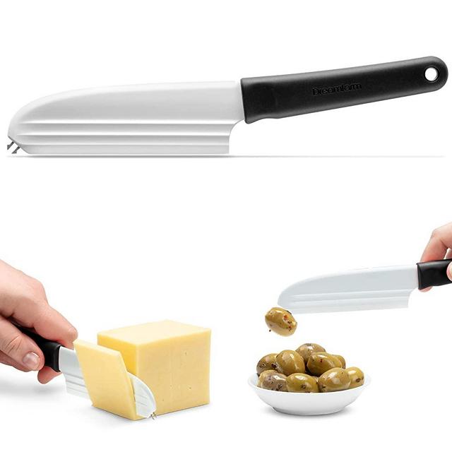 Dreamfarm Knibble Lite | Non-Stick Cheese Knife with Stainless Steel Forks | Black