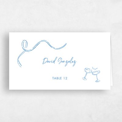 Blue Vintage Wedding Place Card - Hamilton