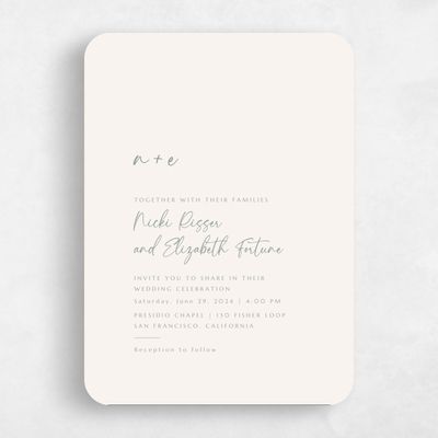Beige Rounded Wedding Invitation - Mondelli Portrait