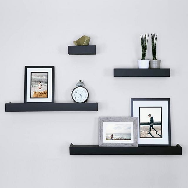 Ballucci Modern Ledge Wall Shelves, Set of 4, Black