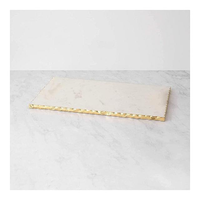 INA KI Natural Marble Cheese/Serving board with Golden Foiling - 12 x 6 Inches