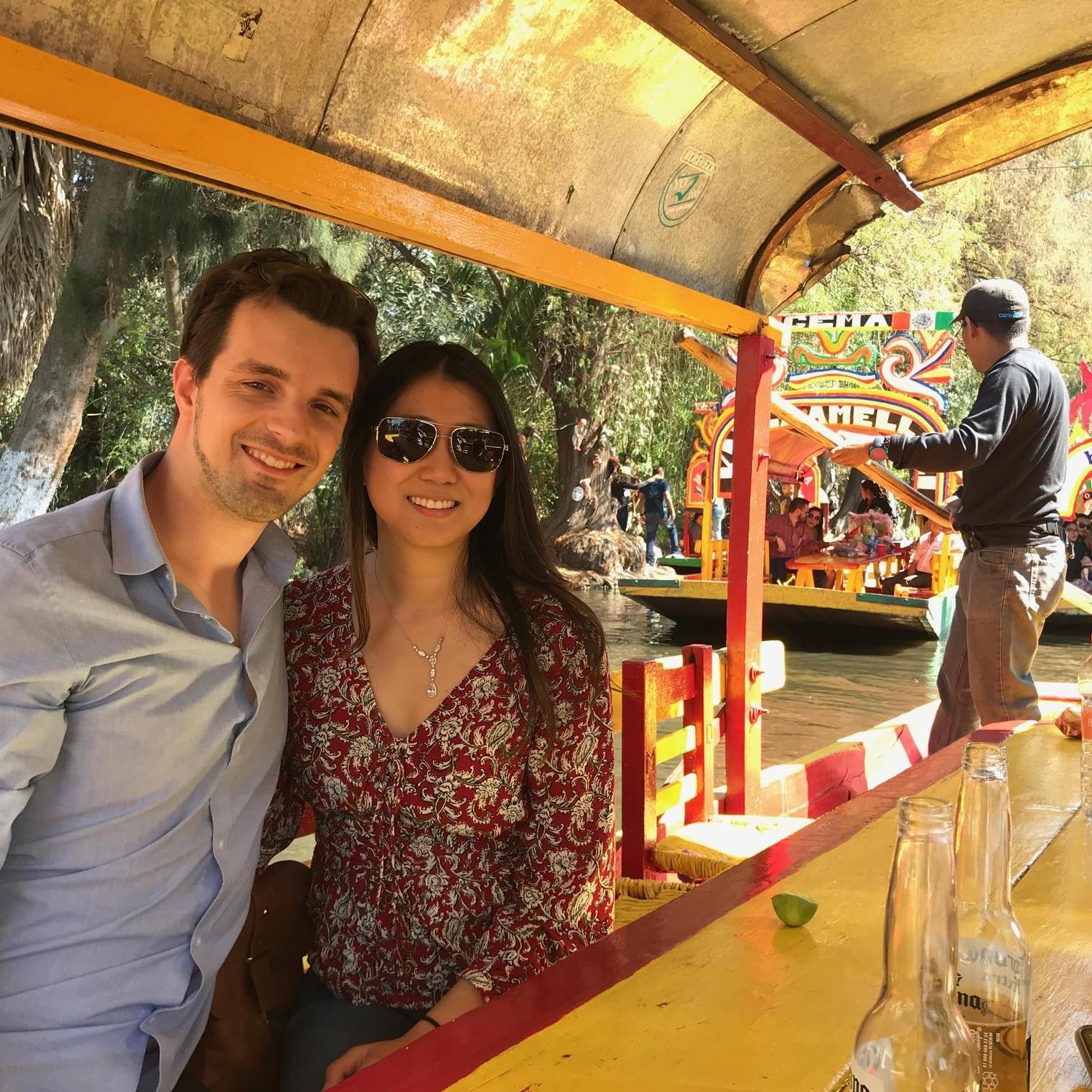 Being ferried around in a boat in Mexico City