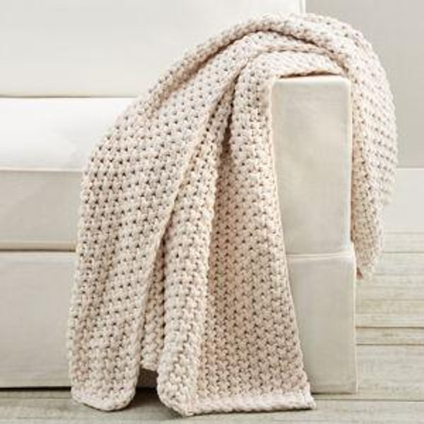 Bayside Seed Stitch Throw in Ivory