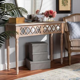 Celia French 2-Drawer Quatrefoil Console Table