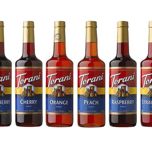Fruit Bowl Syrup 6 Pack, Raspberry, Strawberry, Blackberry, Cherry, Orange and Peach Italian Soda Flavors
