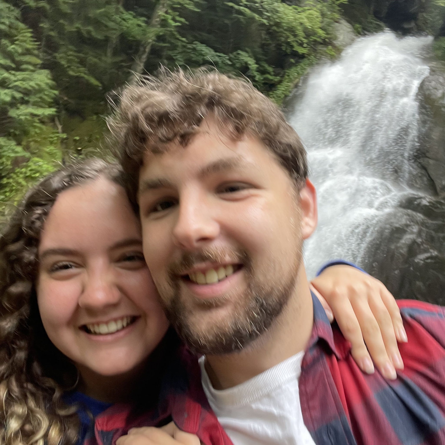 6 month anniversary trip, a roadside waterfall in Vermont tucked away on the scenic route