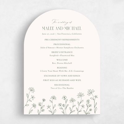 Beige Arch Wedding Program - Durham