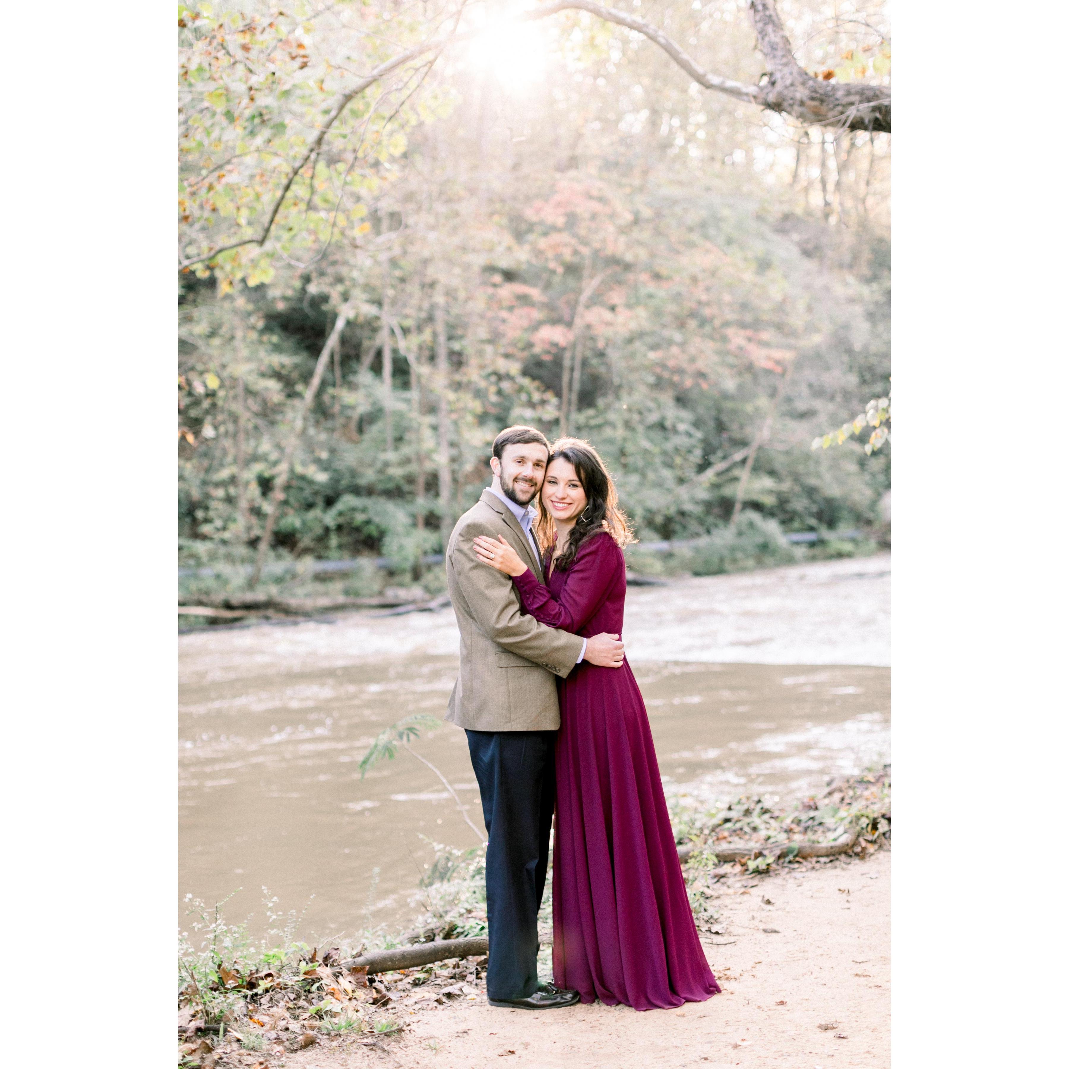 Engagement Photos in Rosewell Mill Park - Abby Byrd Photography