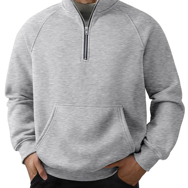 JMIERR Men's Fleece Quarter Zip Pullover Sweater Casual Cotton Fall Winter Family Outfit Warm Mock Neck with Pockets